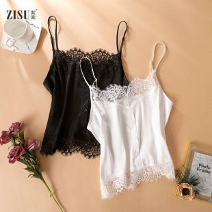 内搭仿真丝打底醋酸缎面外穿上衣 西装 法式 蕾丝小吊带背心女夏季