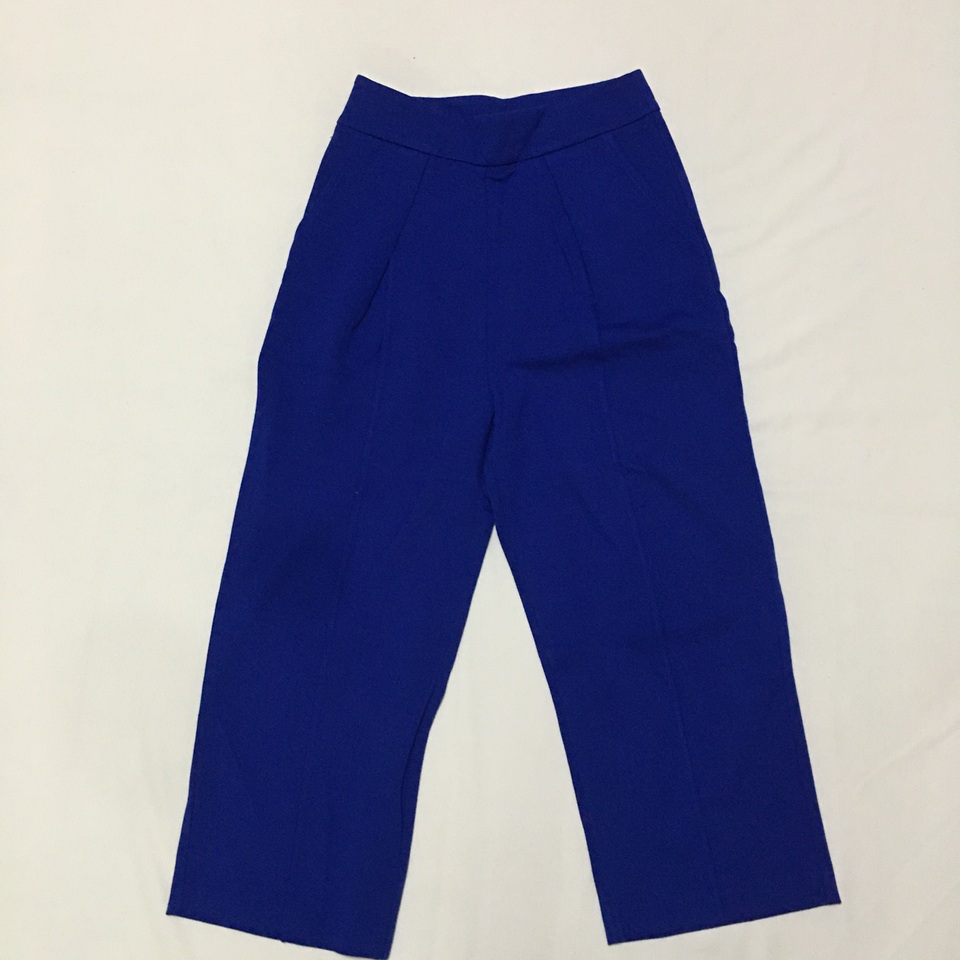 样衣无标 宝蓝色好质感休闲百搭中高腰九分裤