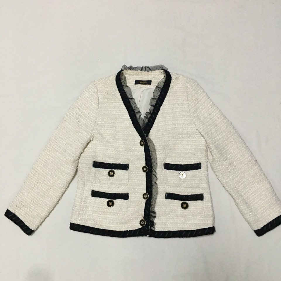 样衣无标 甜美淑女米色V领小香风短外套 精致网纱花边优雅气质,女装/女士精品,短外套,淘宝优惠券,粉丝福利购,淘宝优惠卷