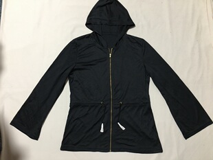 卡其连帽长袖 黑 宽松休闲连帽卫衣外套 日单蓝 外贸原单