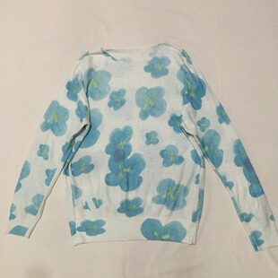 针织衫 样衣无标 薄款 休闲宽松长袖 15羊毛混纺 清新甜美花朵落肩款