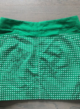 品牌女装 绿色中低腰印花迷你短裙花苞裙 古早复古风格千禧Y2K