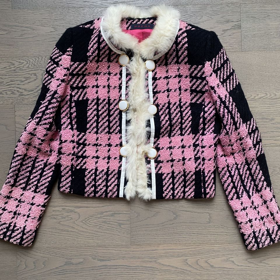 外贸原单日单67羊毛混纺粉色毛毛边超可爱高腰短款毛呢短外套小码