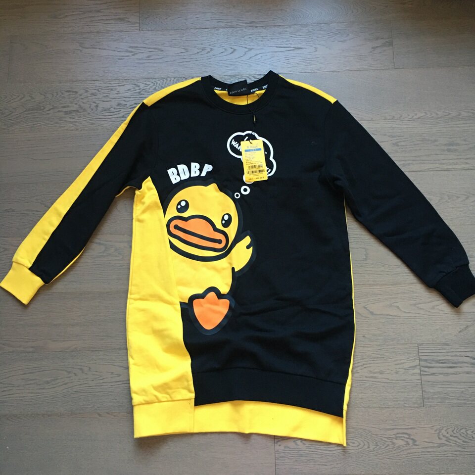 吊牌459元 卡通品牌正品 超可爱胶印印花棉质长款卫衣裙