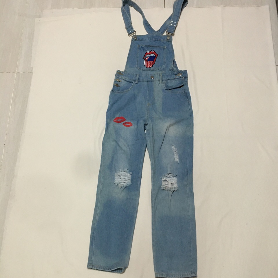 样衣无标 经典牛仔背带长裤 休闲百搭减龄 可爱甜美贴布卡通