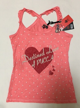 源198 甜美可爱花边装饰爱心印花波点工字背心 减龄少女风Y2K