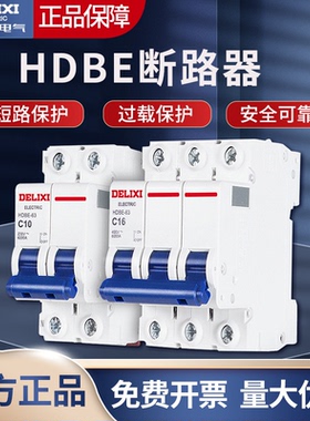 德力西HDBE单双极导轨空气开关25a63A交流过载短保护断路器4p总闸