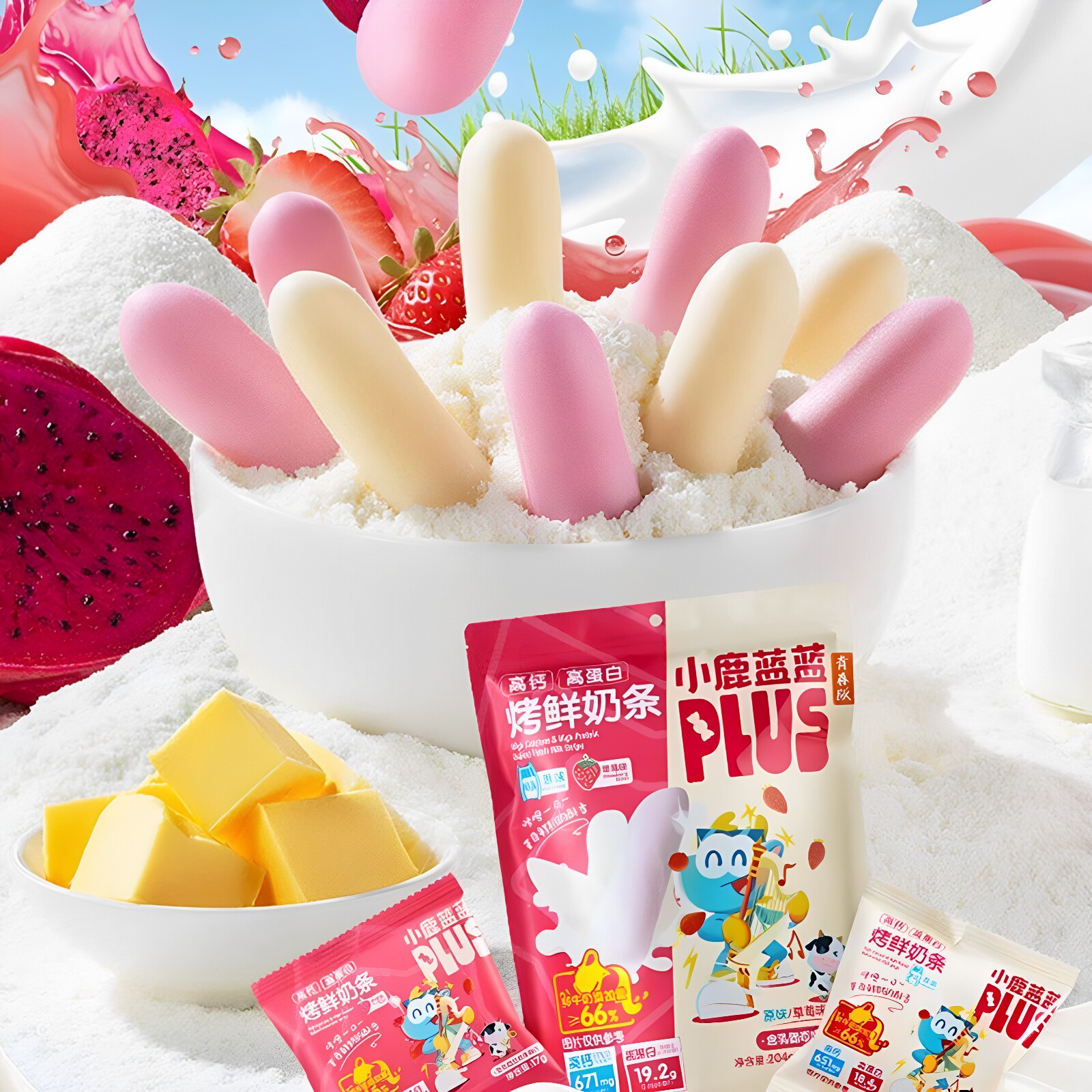 小鹿蓝蓝高钙高蛋白烤鲜奶条