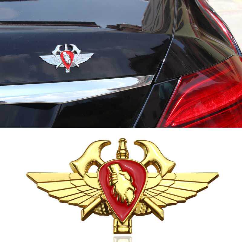 天使之翼车标抗疫逆行者蓝朋友救援纪念标c柱叶子板贴标金属车贴