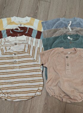 婴童毛巾料短袖爬服包屁