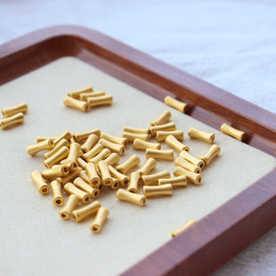 18k包金小竹节隔珠哑金磨砂竹叶管珠材料手工diy手链沙金饰品配件