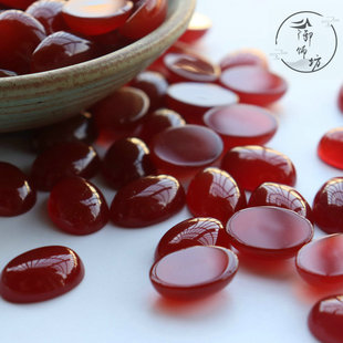 天然红玛瑙戒面椭圆形水晶镶嵌戒面手工diy戒指吊坠耳钉饰品材料