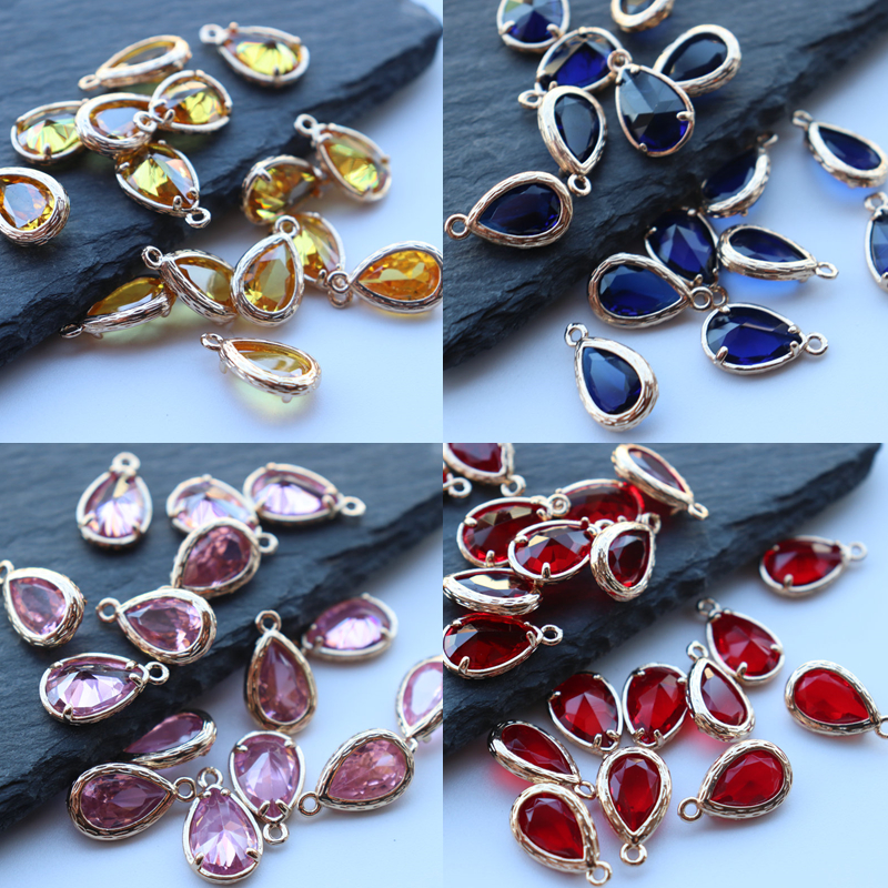 锆石水晶玻璃水滴形小吊坠