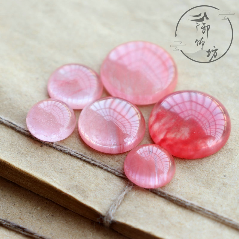 5个装合成西瓜红圆形戒面贴片