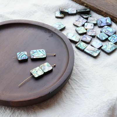 天然螺钿鲍鱼贝方片隔珠配件