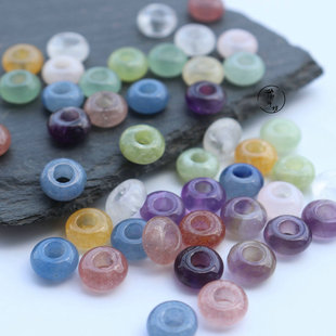 天然紫水晶东陵玉平安扣岫玉面包圈小提溜手工diy编绳手链材料珠