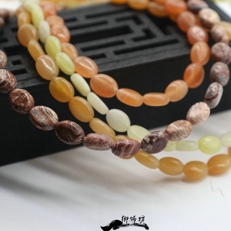 diy岫玉椭圆形发簪散珠