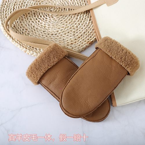 皮毛一体冬季防风骑车男女款手套