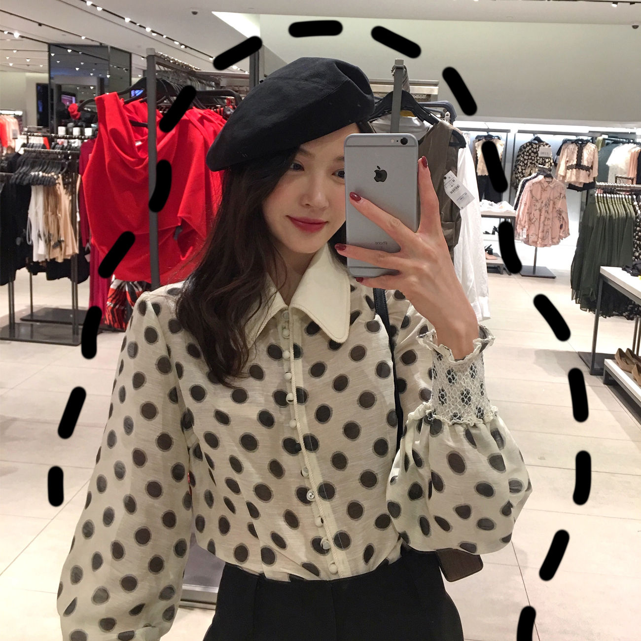 ◆ASM◆2019春季新款复古气质波点?#32435;?#25991;艺长袖雪纺衬衣上衣女装