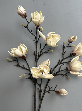 EVA仿真大玉兰 家居装饰大枝玉兰花仿真花摆件宿诧寂风复古玉兰花