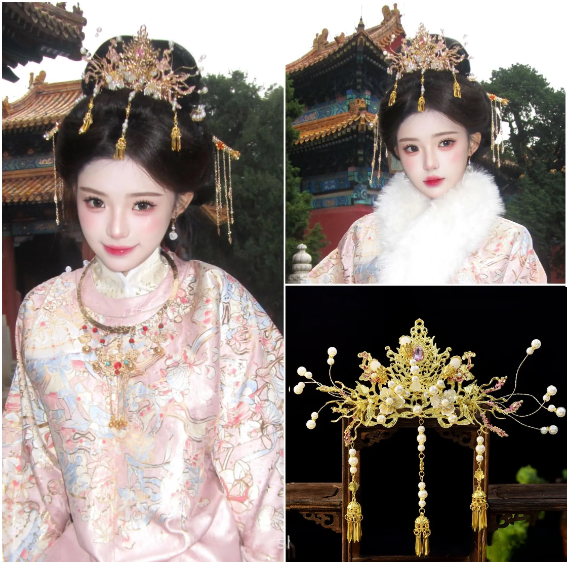 公主额冠贵女头饰汉服超仙套装汉服发冠发饰宫廷古风古装手工头饰