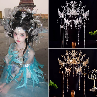 【踏雪飞鸿】镀银古风头饰汉服配饰中式原创设计银色蝴蝶宝石发饰