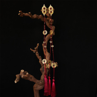 国风铜钱红流苏发夹新年喜庆古装财神妆造汉服新中式日常穿搭配饰