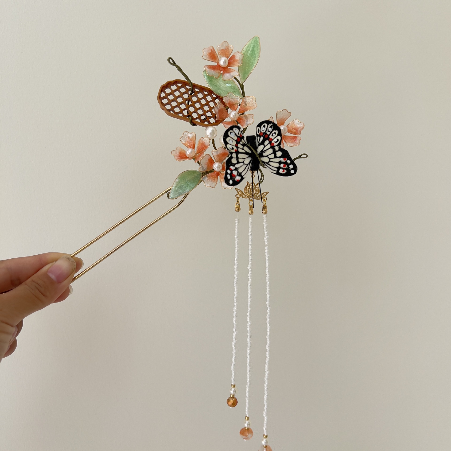 原创仙气造液花步摇流苏小轩窗发钗汉服旗袍新中式优雅古典风头饰