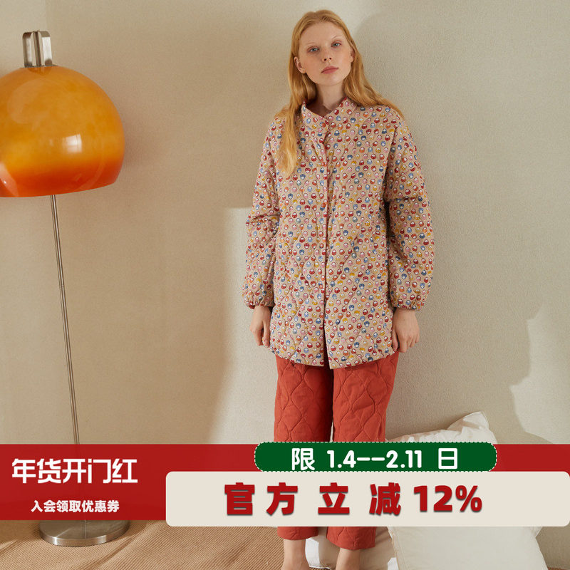 朵朵可可夹棉睡衣女25秋冬里外纯棉中长复古新年本命年家居服套装,女士内衣/男士内衣/家居服,睡衣/家居服套装,淘宝优惠券,粉丝福利购,淘宝优惠卷