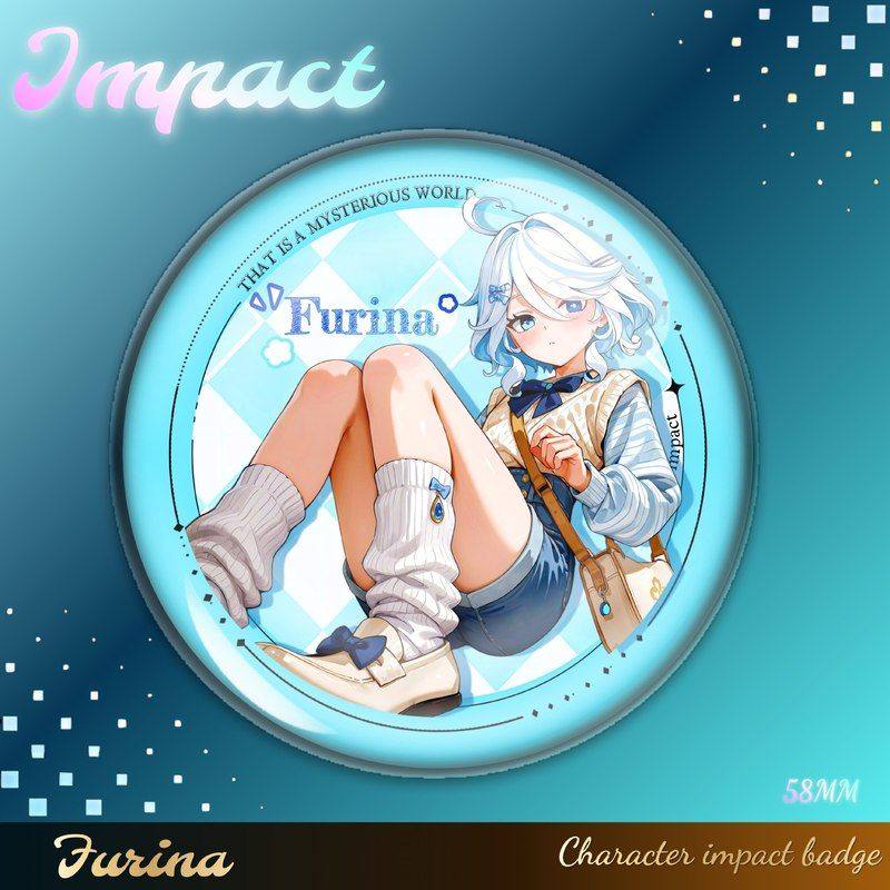 原神双闪芙宁娜水神同人印象二次元周边吧唧谷子日谷徽章收藏胸针