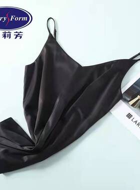 安莉芳夏季女士黑色缎面丝滑舒适吊带背心v领可外穿上衣EL00222
