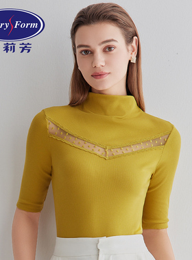 安莉芳秋季新款高领中袖针织衫百搭打底棉毛衫暖衣上衣女ED00260