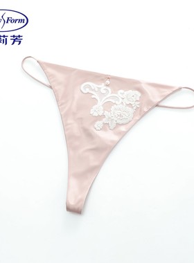 安莉芳性感蕾丝女士内裤桑蚕丝裆里纯欲舒适无痕丁字裤E200979
