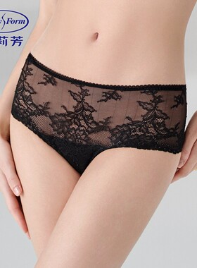 安莉芳舒适半包臀低腰三角裤女薄款花卉蕾丝性感抗菌内裤EP01179