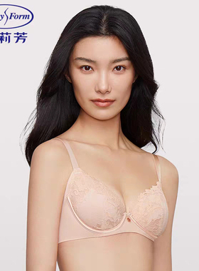 安莉芳红色蕾丝性感薄杯大胸显小有钢圈聚拢上托大码文胸EB00790