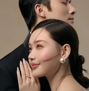 法式复古耳环韩国高级许大晴鹭青一同款耳钉百搭简约大气棉花珠