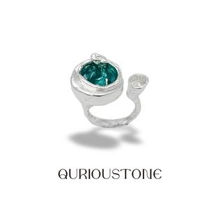 QURIOUSTONE 酒神水罐冰蓝珐琅戒指925银开口可调节 简约高级个性