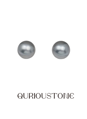 QURIOUSTONE独立设计师首饰 天然淡水珍珠灰色银河925银耳钉