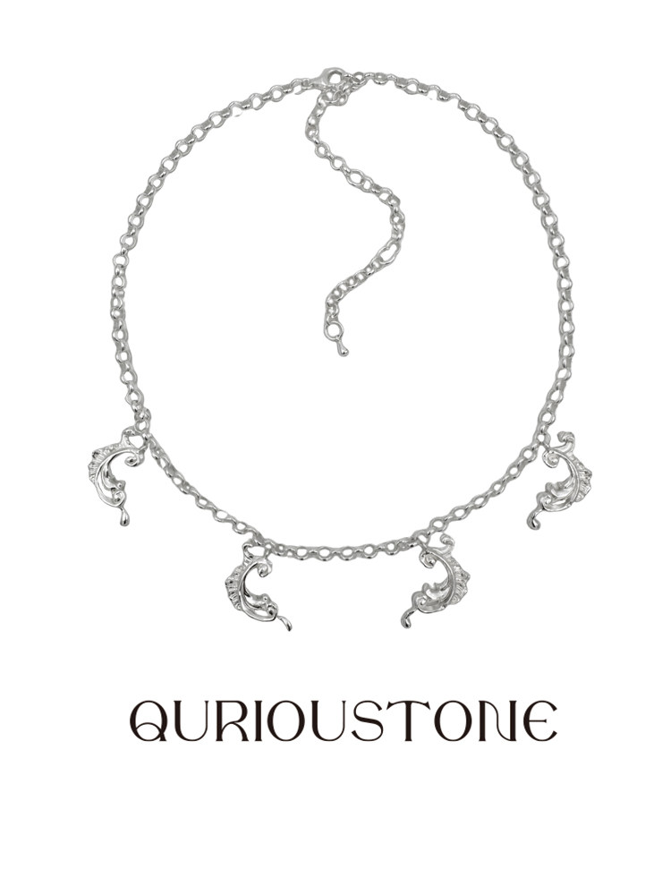 QURIOUSTONE【江衡同款】轻奢巴洛克图腾项链锁骨链925纯银毛衣链