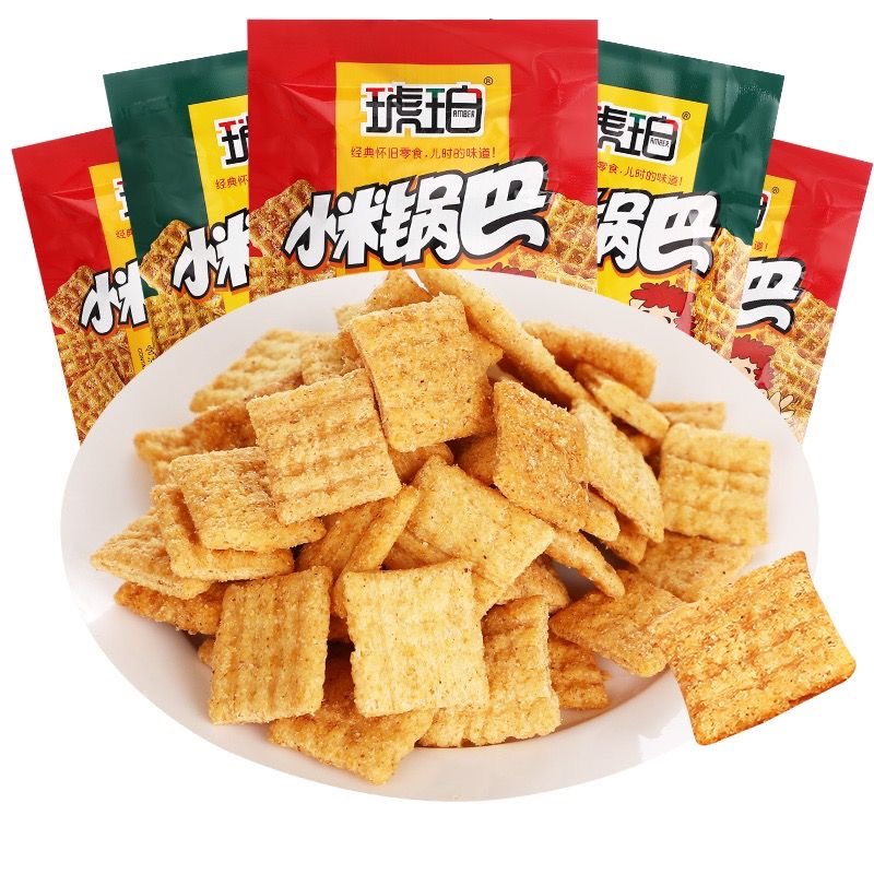 琥珀小米锅巴儿时怀旧零食小吃休闲食品酥脆经典麻辣味牛肉味锅巴
