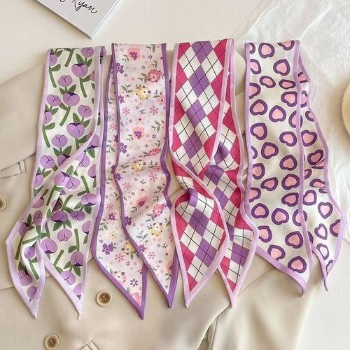 紫色腰带飘带女薄款缎面护颈发饰