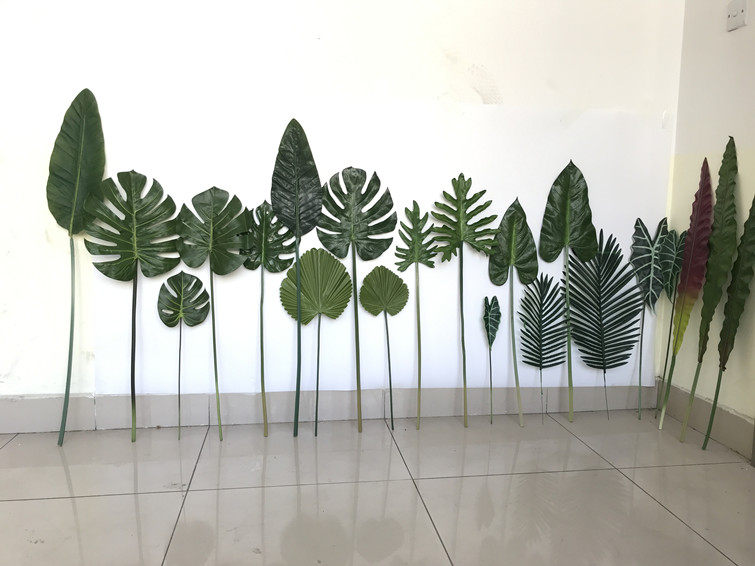 仿真单支道具装饰插花绿色叶子