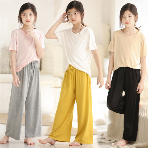 莫代尔儿童纯色宽松家居服
