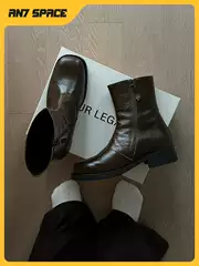 Our Legacy Brown Boots Genuine Leather Mid-Calf Boots Chelsea Normcore High-End Short Boots for Men and Women