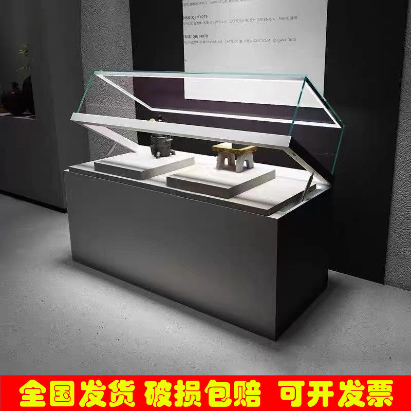 博物馆玻璃展示柜文物古董展览柜台瓷器字画古玩翻盖液压陈列直销