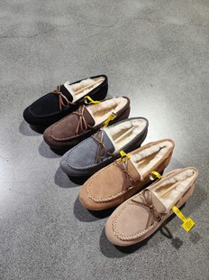 特价yellow earth女士羊毛秋冬季平底懒人鞋一脚蹬乐福鞋蝴蝶偏小