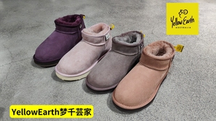 yellow earth 澳洲羊皮毛一体雪地靴女短筒低筒冬季纯羊毛平底靴