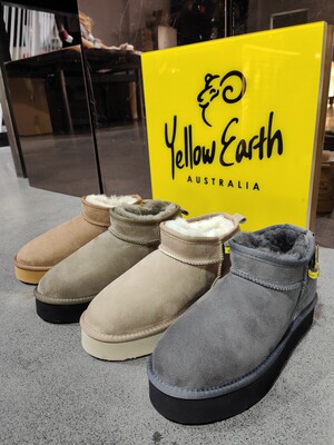 yellow earth新款吉娜迷你羊皮毛一体松糕厚底套筒女士保暖雪地靴