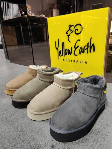 yellow earth新款吉娜迷你羊皮毛一体松糕厚底套筒女士保暖雪地靴