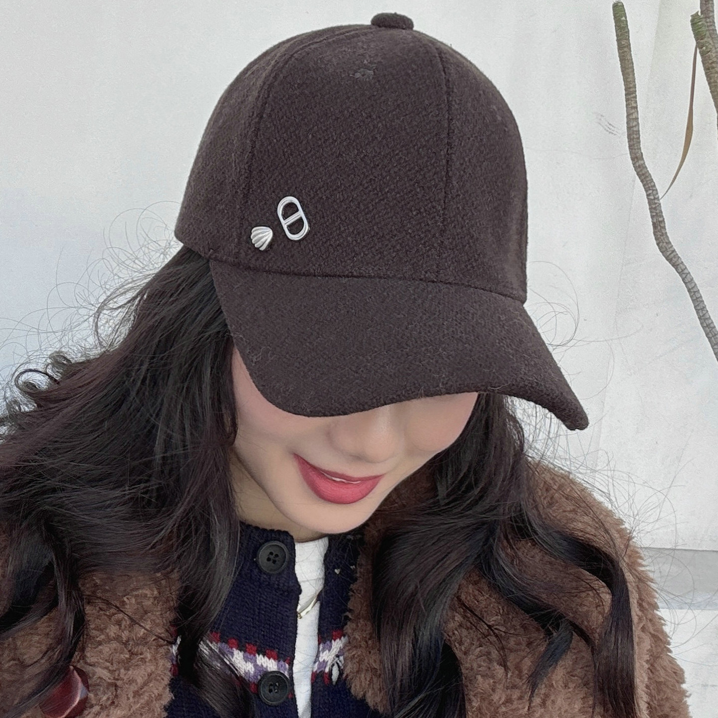 BXLS.进口高级感羊毛呢鸭舌帽冬季棒球帽新款加厚显脸小帽子女潮